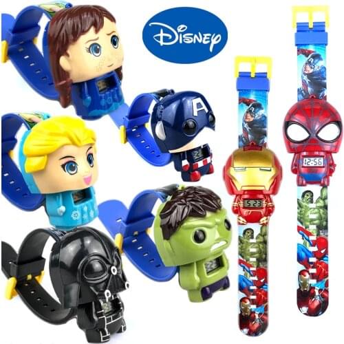 Spiderman Kids Toys Watch Action Figure superheroes Spider-Man Hulk Ironman Figure Model Toys Children Brinquedo Birthday Gifts