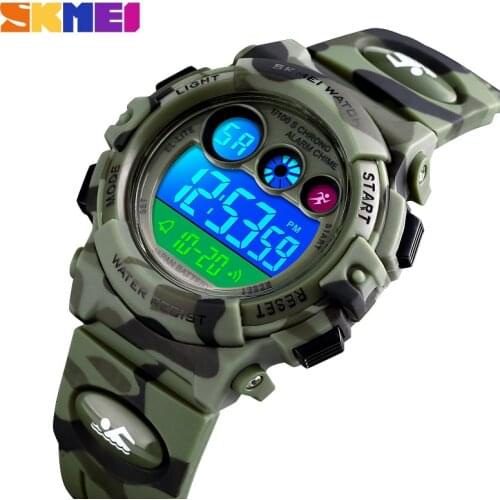 Children Sport Watches LED Electronic Digital Watch Stop Kids Wristwatch Clock 2 Time 50M Waterproof Watch For Boys Girls SKMEI