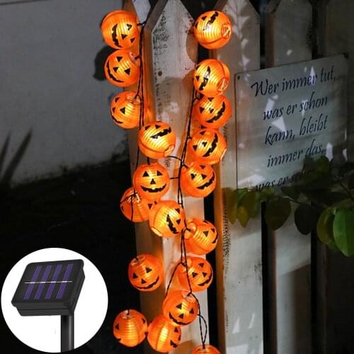 Solar powered 10/20 LEDs Halloween Pumpkin String Lights Halloween Decoration Lantern Light for Christmas Holiday Festival Party