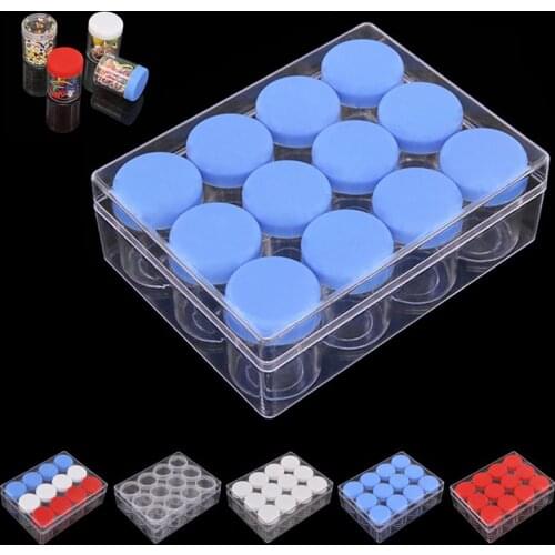 Kapmore 12PCS Nail Storage Box Creative 12-Grid Nail Art Organizer Jewelry Organizer Cream Jar Cosmetics Refillable Bottles