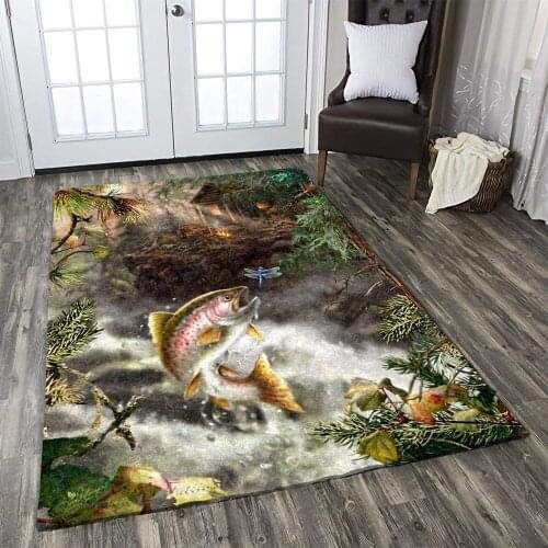 Fishing 3D Printed Carpet Mat for Living Room Doormat Flannel Print Bedroom Non-slip Floor Rug 01