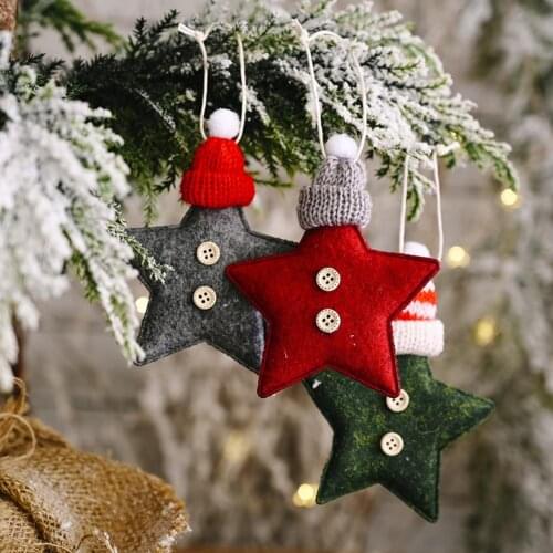 Creative Knitted Hat Button Five-pointed Star Hanging Pendant Home Christmas Decoration
