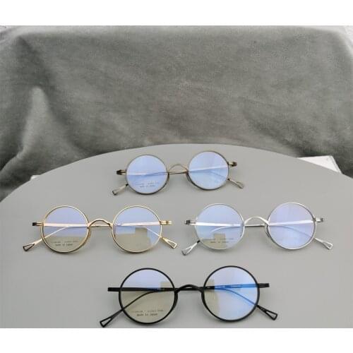 Gamemannen Round TIitanium Eyeglasses Frames Male Small Nerd Glasses Men Vintage Black Spectacles Eyewear KMN99