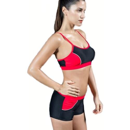 Wd606 sexy women swimming suit gray red blue professional sports women swimwear swimsuit swim trunk shorts top bikini set