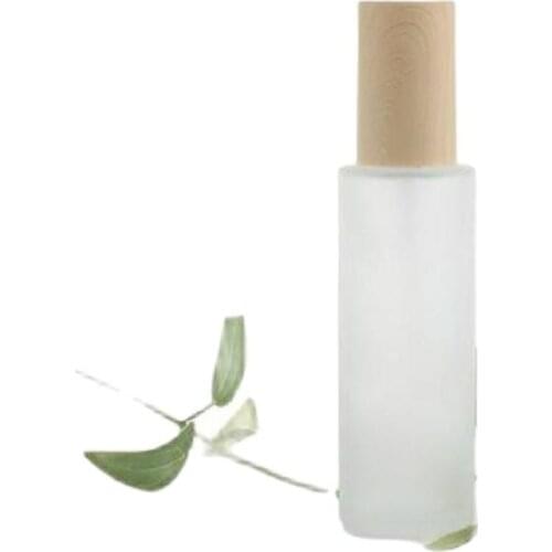 80ml frosted/green/blue glass bottle wooden shape lid for serum/lotion/emulsion/foundation/gel cosmetic packing