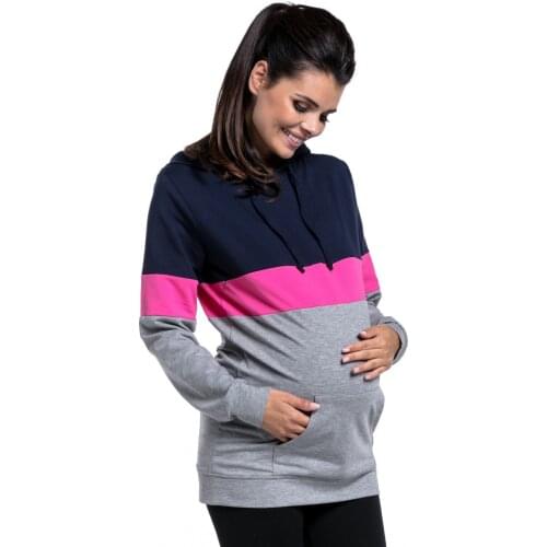 Fashion explosion models multi-function mother breastfeeding sweater womens multi-color stitching long-sleeved breastfeeding