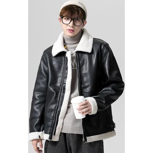 Winter New Korean Lapel Simple Black Plus Size Loose Casual All-match Trend Fashion Men Pu Leather Jacket Free Shipping