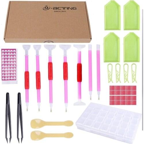 N&T NIETING 42 Pieces Diamond Painting Cross Stitch Tool Set 5D Diamond Quick Point Pen,Diamond Embroidery Box for DIY Art Craft