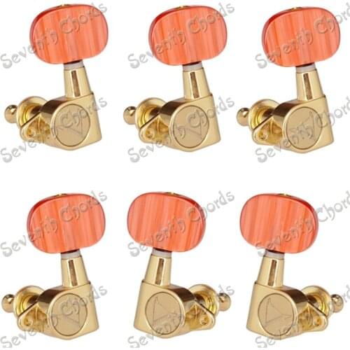 A Set of 6 pcs Beautiful Carbuncle Plastic Oval Button Sealed Gear String Tuners Tuning Pegs Keys Machine Head for Guitar parts