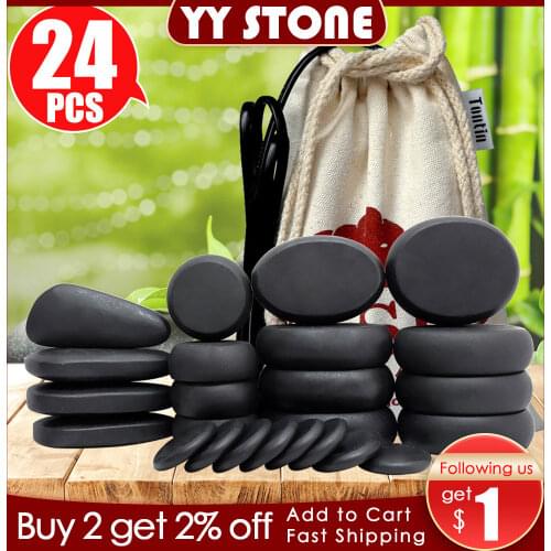 Tontin Hot stone Massage Body Basalt Stone set Beauty Salon SPA with Thick Canvas Heating bag healthcare back pain relieve