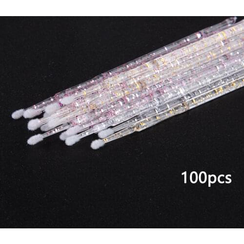 Zwellbe Crystal Disposable MicroBrush Eyelashes Extension Individual Lash Removing Swab Micro Brush For Eyelash Extension Tool