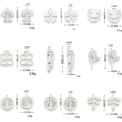 20pcs/lot New No Fade Charms 316 Stainless Steel Plant Series Charms Handmade Craft Pendant Jewelry Making DIY For Necklace