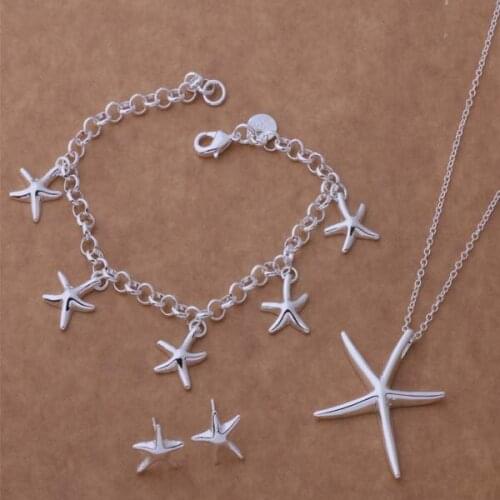 Silver plated Jewelry Sets Bracelet 124 + Necklace 281 + Earring 280 /anjajeqa dmhamdoa AS085