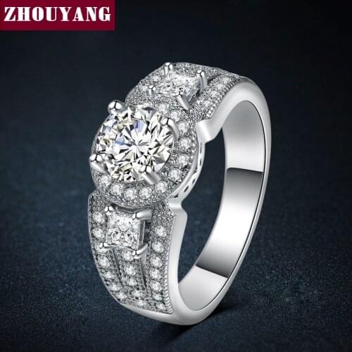 Silver Color Luxry Wedding Ring Engagement Cubic Zirconia Jewelry For Women with Austrian Crystal ZYR516