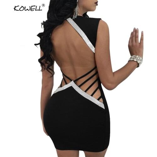 Backless Sequins Mini Sexy Dress Women Fashion Sleeveless V-Neck Sheath Club Party Dresses Short Summer Dress Vestidos