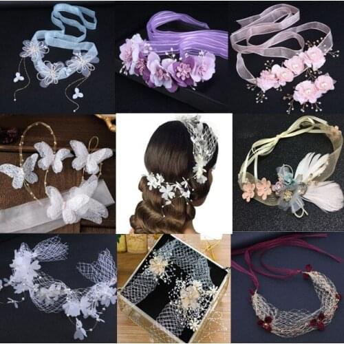 Bridal Romantic Wine red White Pink Lavender Blue Flower Wedding Headband Hair band Clip Tiara Wedding Hair Jewelry For Bride