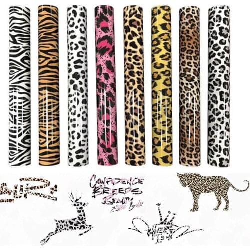 Leopard Heat Transfer Vinyl Animal Patterned HTV Iron on Vinyl 8 Assorted Colors Heat Transfer Camouflage for DIY Free Shipping
