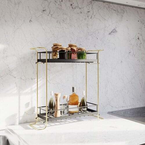 Punch-free high quality metal kitchen organize multi-layer table top seasoning shelf fashion simple bathroom storage rack