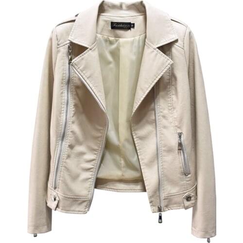 2021 Autumn New Short Jacket Women Plus Size Long Sleeve Zipper Slim Motorcycle PU Water Wash Leather Coat Ladies 3XL H1213