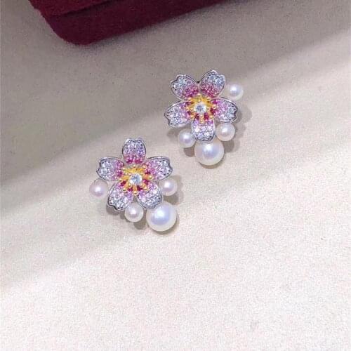 D508 Pearl Earrings Fine Jewelry 925 Sterling Silver Round 3-6mm Nature Fresh Water White Pearls Stud Earrings for Women Present