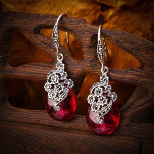 Free shipping Lapis lazuli Thai silver Drop earrings 100% pure 925 Sterling Silver earring for women natural stone Jewelry