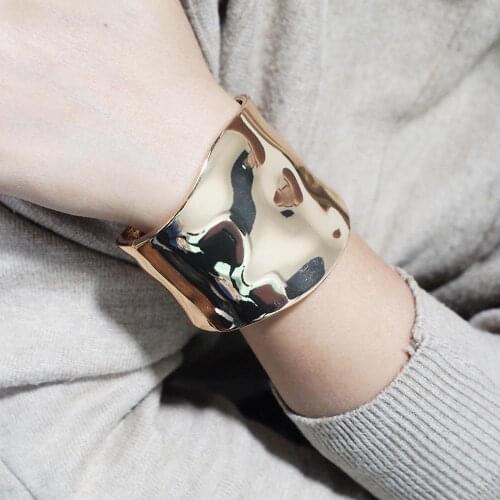 Alloy Cuff Bangles Bracelets For Women 2020 Punk Jewelry Statement Big Bangle Party Fashion Accessories Gold Color UKMOC