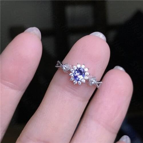 New natural tanzanite 925 silver womens ring, simple and generous, a gift for girls