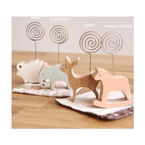 1pcs Nine Stationery Simple Wooden Cartoon Animal Shape Mail Clip Business Card Holder 7988 6 paragraph