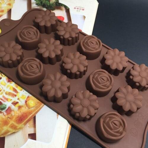 1PCS Silicone Mold Chocolate Mold Fondant Cavity Silicone Flower Rose Chocolate Cake Soap Mold Decoration Kitchen Accessories