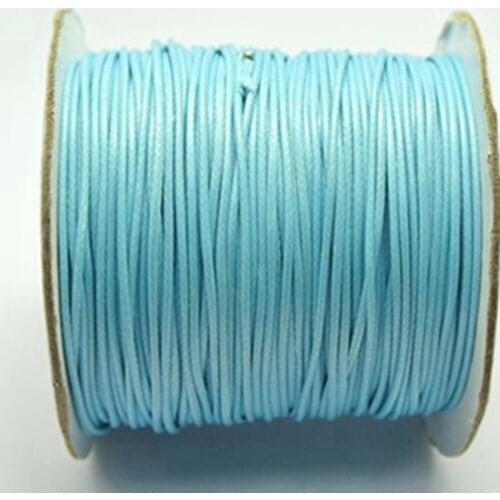 100 Yards Sky Blue Korean Waxed Cord String Thread 1mm for Bracelet Necklace