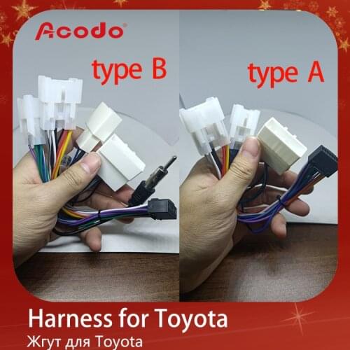 Car Stereo Radio Player 16PIN Power Cable Adapter Multimedia Player Accessory for Toyota Corolla/Camry/RAV4 Stereo Harness Kit