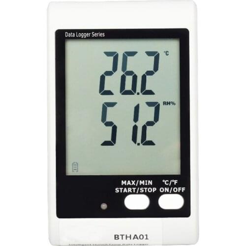 BTHA01 Big screen with sound and light alarm temperature + humidity recorder (built-in probe)