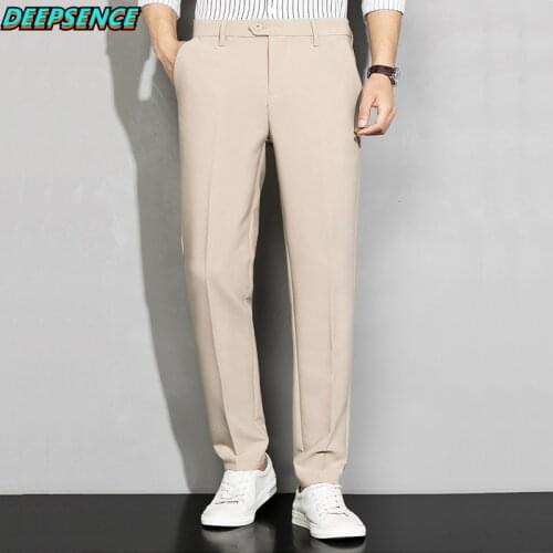 Men Casual Pants 2021 New Fourt Seasons Thin Zipper Button Elasticity Slim Soft Fabric High Quality Busainess Suit Pants Men