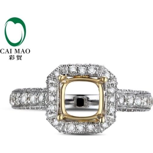 CaiMao Cushion cut Semi Mount Ring Settings & 0.7ct Diamond 14k White Gold Gemstone Engagement Ring Fine Jewelry