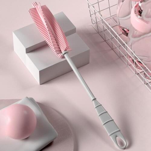 Baby Cup Brush 360 Degrees Rotating Bottle Brush Handheld Long Handle Silicone Baby Nipple Cleaner Brush for Infant for Parent