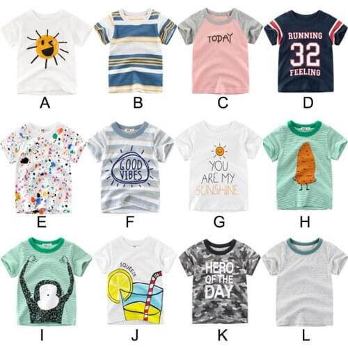 Boys & Girls Unisex T-shirt Cartoon Monkey Sun Carrot Kids Striped Summer Tee Cotton Tops Baby Child Sport Clothing Toddler Wear