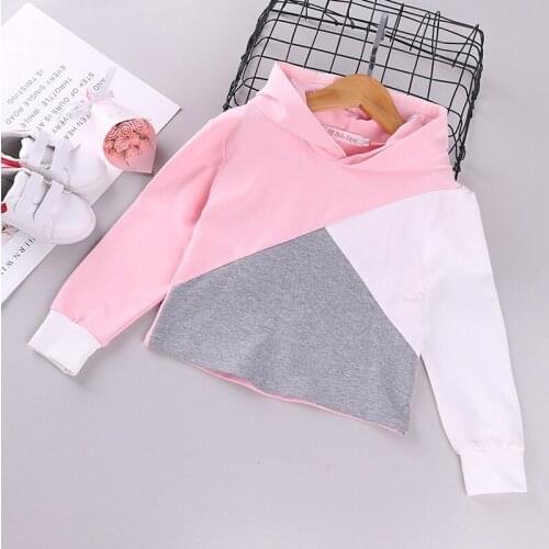 Girl cotton long sleeve sweater Girl hooded stitching sweater Girl long sleeve casual wild sweater Girl sweater