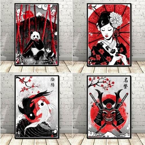 Artwork Poster Geisha Japanese Samurai Abstract Painting Modern Art Picture, Living Room Modern Cuadros Canvas Art High Quality