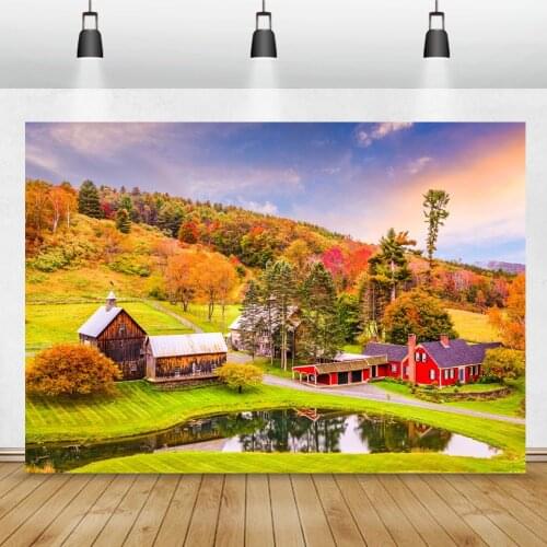 Laeacco Riverside Town Forest Natural Scenic Hom Decor Photozone Photography Background Photographic Backdrop For Photo Studio