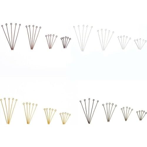 1 Box Brass Eye Pin Connector 2.0cm/2.8cm/3.8cm/5cm for DIY Jewelry Making Jewelry Accessories Supplies Hole: 2mm Pin: 0.7mm