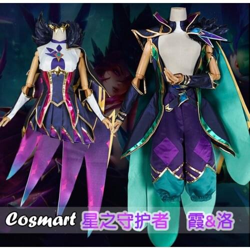 Hot Game LOL +Wig Heros Xayah And Rakan The Rebel Cosplay Costume Star Guardian Prop Shoes Cover Halloween Party Suit For Women