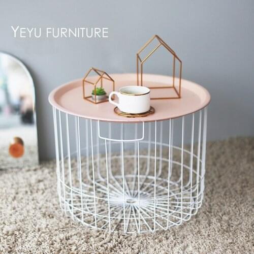 Minimalist Modern Design Loft Style Storage Side Table, Metal wire Storage Tea Table multifunction coffee Table, bedside table