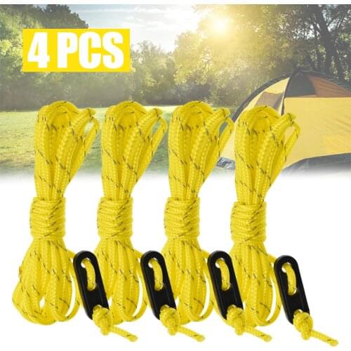 4pcs Multifunction Tent Rope Tent Accessories Outdoor Sports Camping Hiking 233cm Durable Polypropylene Rope Mayitr