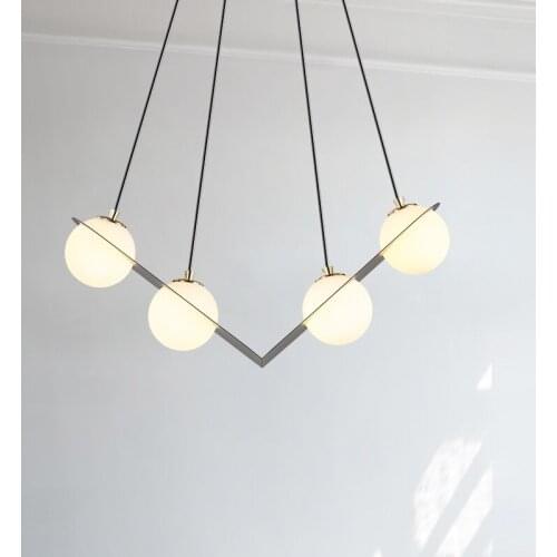 Fashion Glas Ball LED Hanging Lamp Modern 4 Heads Hanglamp Modern Iron Pendant Light Fixtires Bedroom Living Room Lamparas