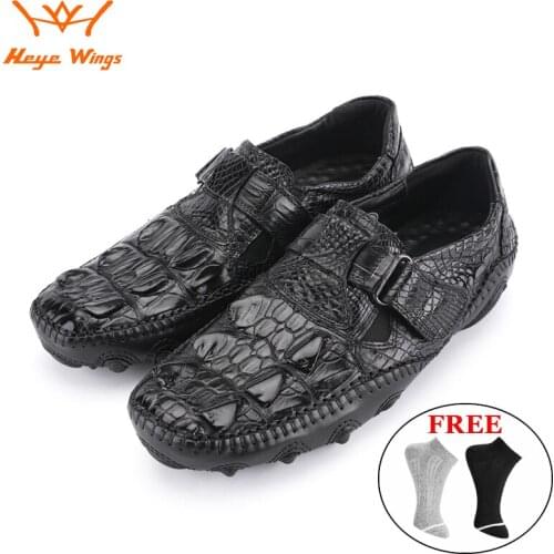 Heye Wings Mens Casual Loafer Shoes Genuine Crocodile Leather Slip-on Moccasins Drive Luxury Leisure Boat Shoes