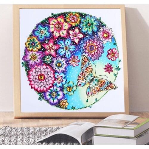 DIY 5D Special Shaped Diamond Painting Colorful Flower Butterfly Diamond Embroidery Rhinestone Crossstitch Kit Art Picture Decor