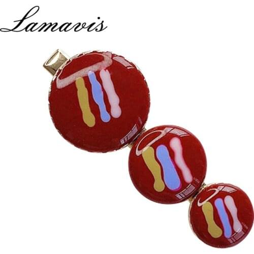 New Hairpin Girl Oil Painting Pattern Hairpin Korean Version Female Retro Color Drip Glaze Hairpin Duckbill Clip Side Clip Fores