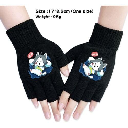 Undertale Gloves Sans Knitted Half Finger Boys Girls Autumn Winter Warm Cartoon Unisex Black Cosplay Fashion Mittens Gift Otaku