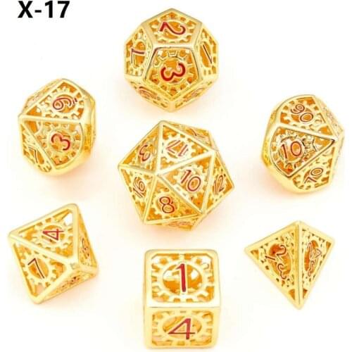 Hollow metal dice polyhedral DND dice set 7pcs/Set d4-d20 dobbelsteen dados rpg dice 2020 Hot sale game dices
