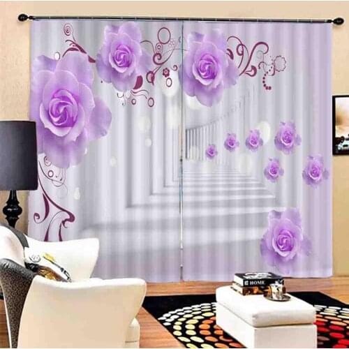3D luxury curtains Three-dimensional flowers photo curtains Living room bedroom window curtain Shading decoration